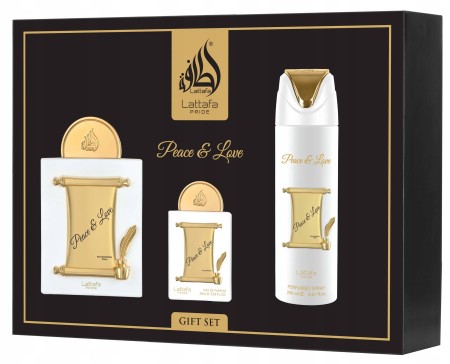 Zestaw Lattafa Peace & Love Edp 100ml + Edp 20ml + Deodorant 200ml