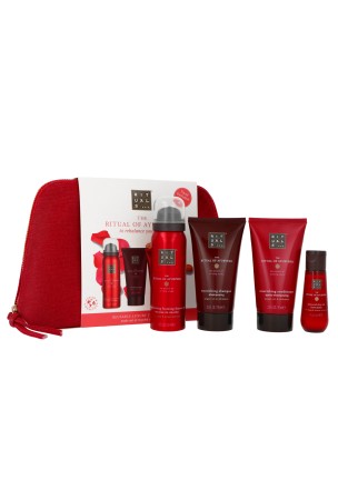 Zestaw Rituals The Ritual of Ayurveda Shampoo 70ml + Conditioner 70ml + Foaming Shower Gel 50ml + Dry Body and Hair Oil 30 ml + Pouch